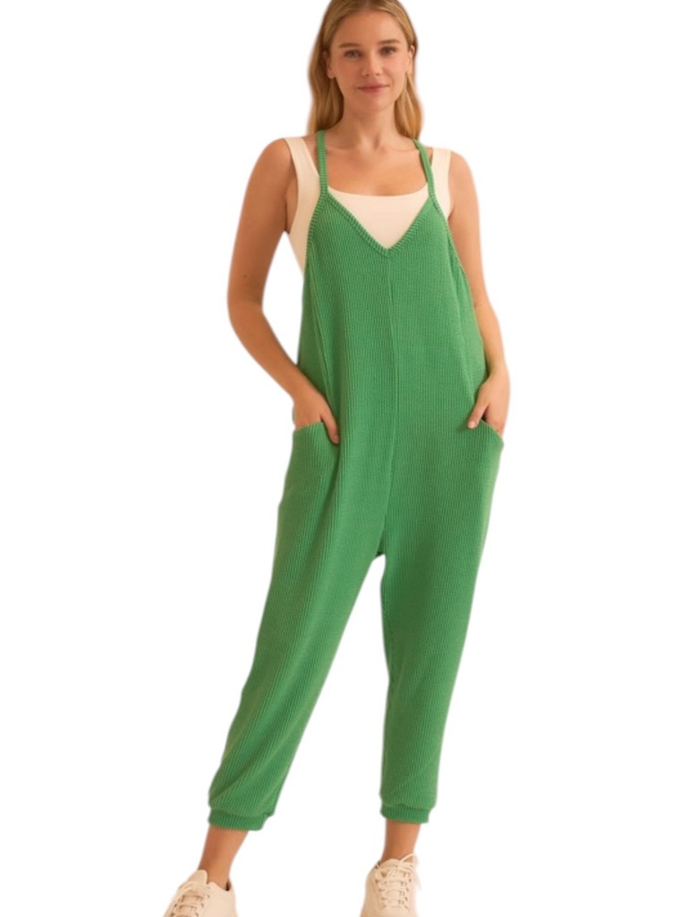 Green Sleeveless Onesie Knit Jumpsuit NWOT